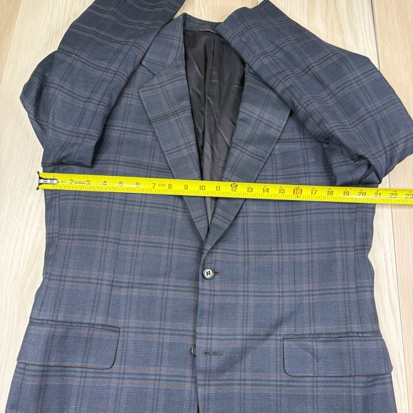 Canali For Bloomingdales Wool Lana Sport Coat Italy Windowpane 2 Button Size 38R - Picture 12 of 16